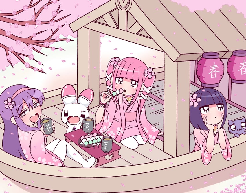 menhera-chan, usatan, sabukaru-chan, yumekawa-chan, and nekotan (menhera-chan) drawn by ezaki_bisuko