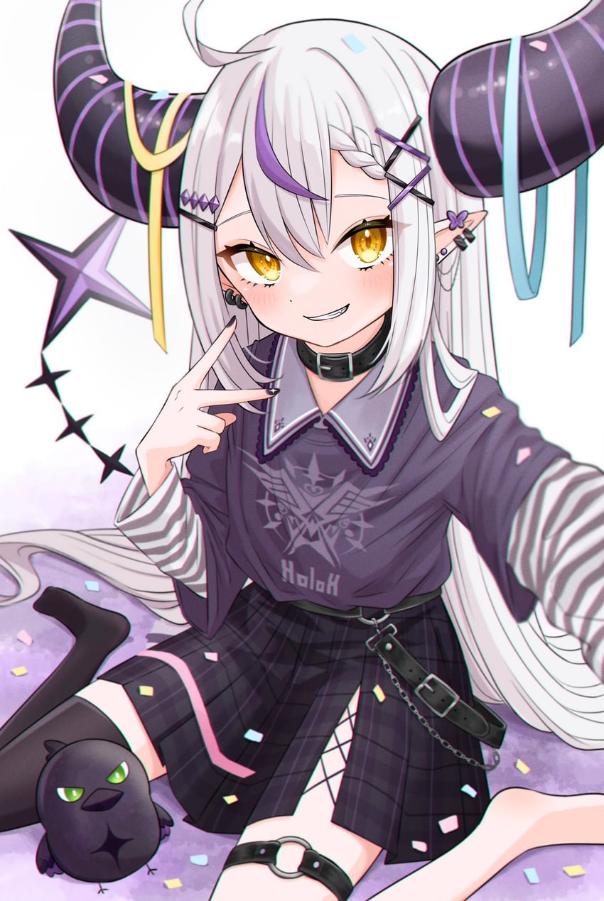 la+ darknesss and crow (hololive) drawn by megumaru_(mgml_mgmg)