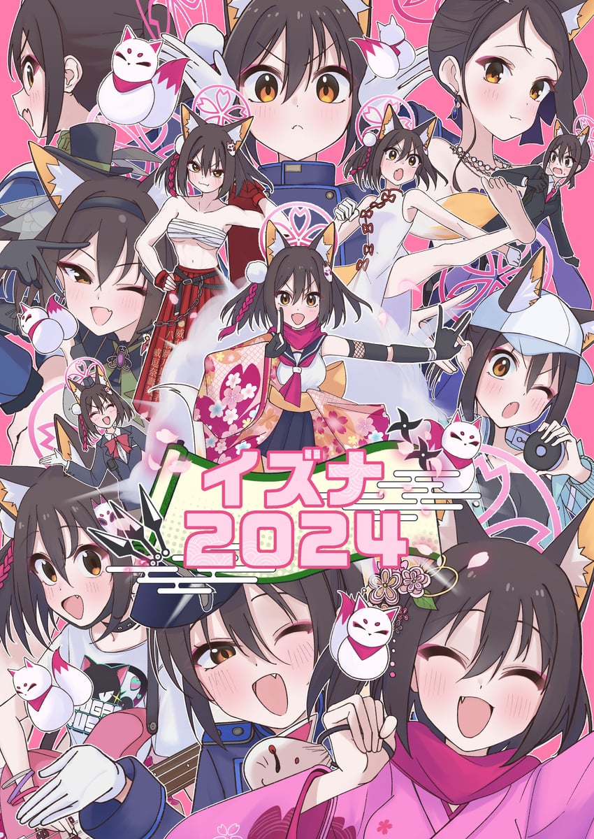 hina, hikari, nozomi, izuna, sakurako, and 1 more (blue archive and 1 more) drawn by izunasuki_art