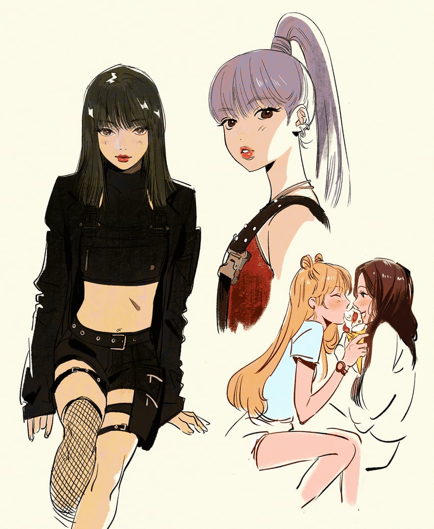rose and lisa (real life and 1 more) drawn by ngop