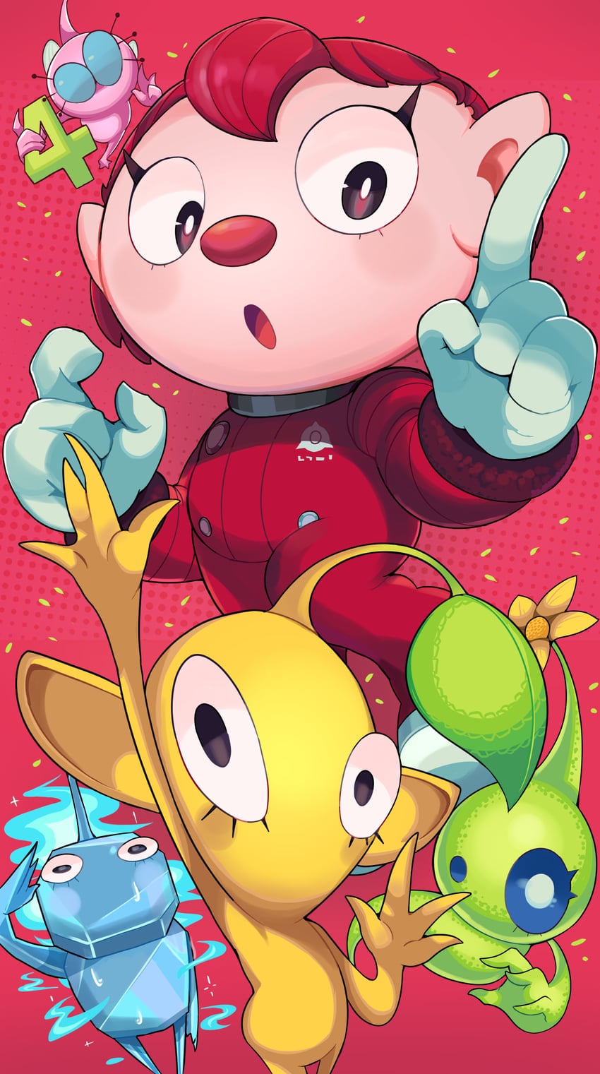 yellow pikmin, winged pikmin, rescue officer, ice pikmin, and glow pikmin (pikmin and 1 more) drawn by ellisbros