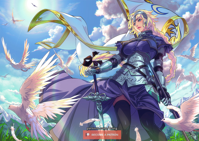 jeanne d'arc (fate and 2 more) drawn by xong