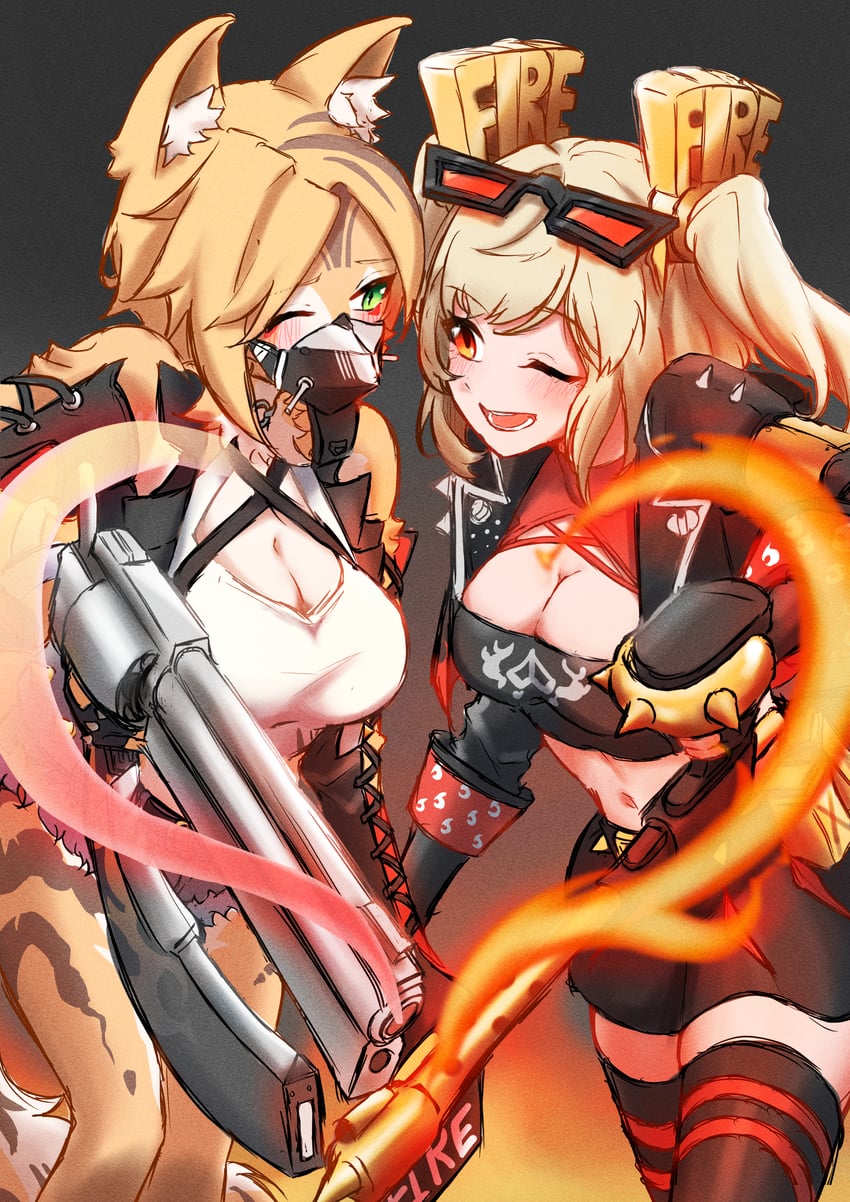 burnice white and pulchra fellini (zenless zone zero) drawn by lena07maine