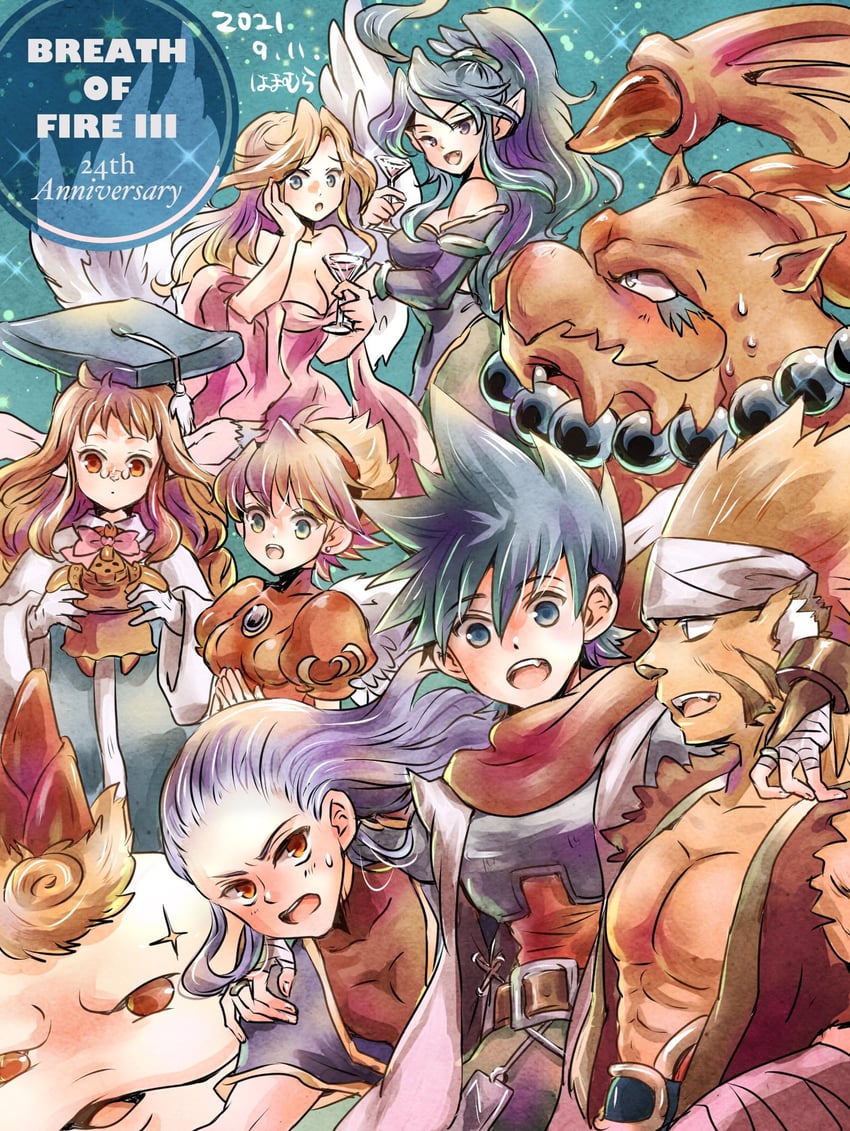 nina, ryu, momo, rei, deis, and 5 more (breath of fire and 1 more) drawn by hamamuraacca
