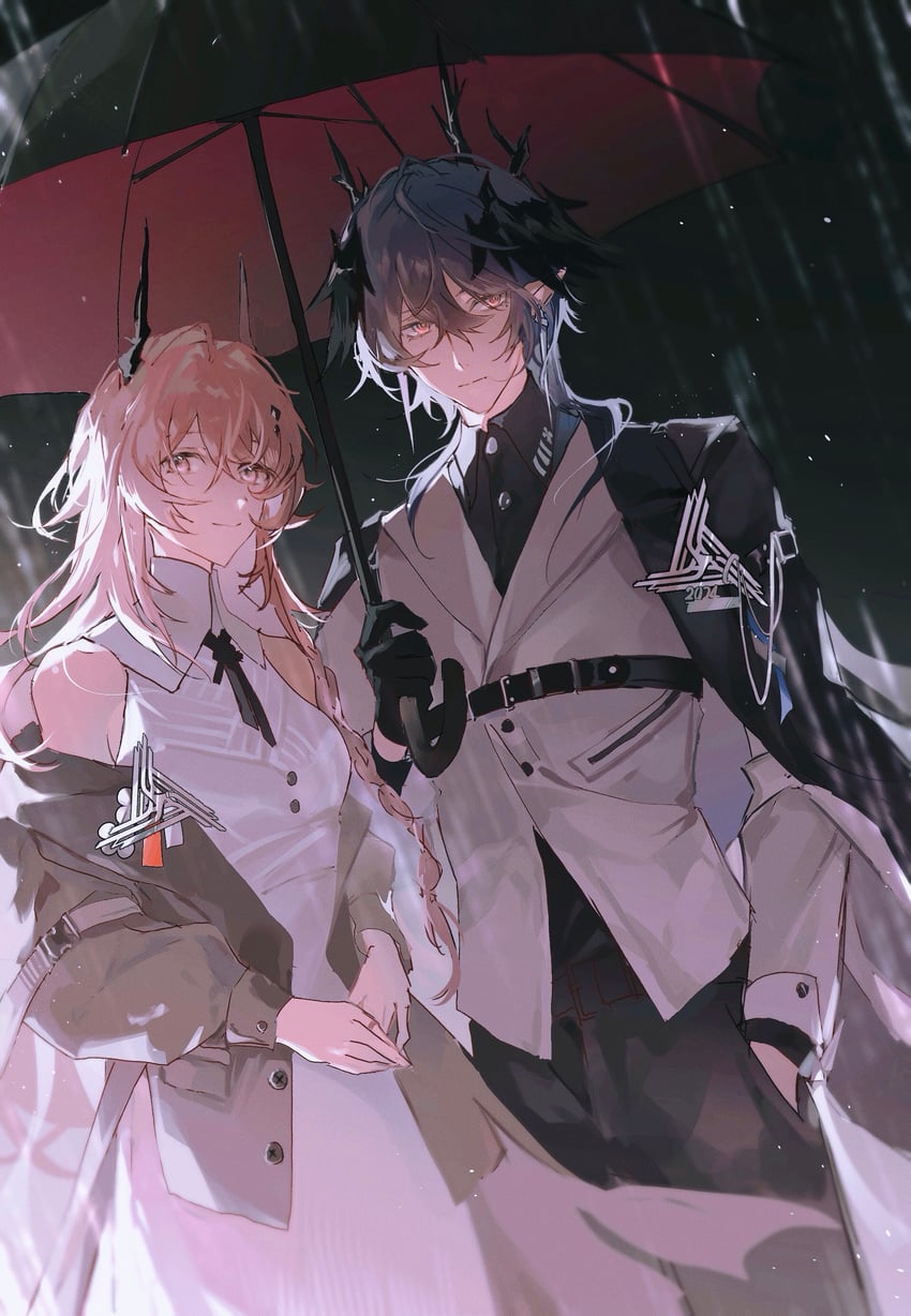 theresa and logos (arknights and 1 more) drawn by intblue