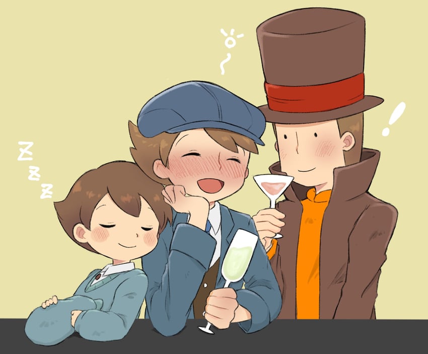hershel layton, luke triton, and future luke (professor layton and 1 more) drawn by kiwami_(kiwamimuneko)