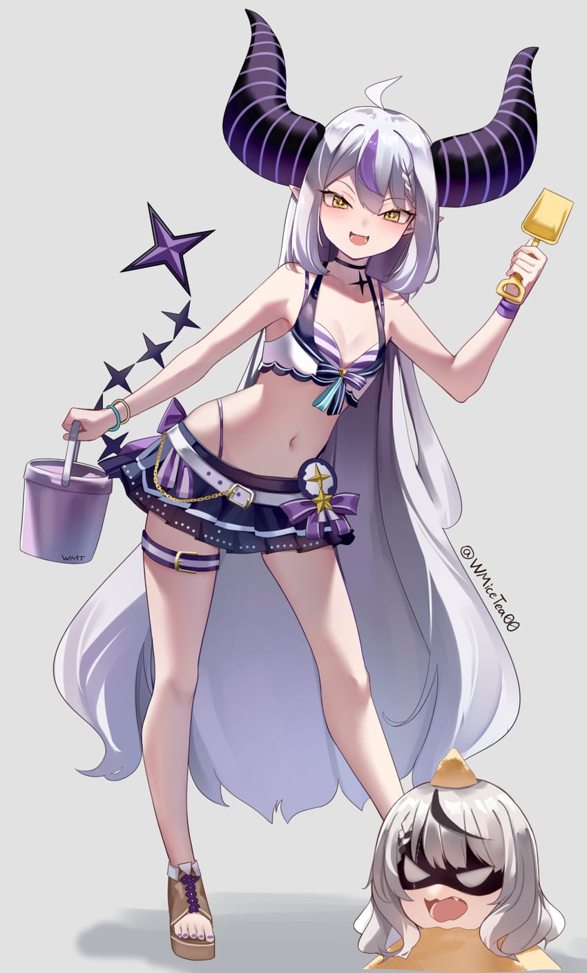 sakamata chloe and la+ darknesss (hololive) drawn by donggua_bing_cha