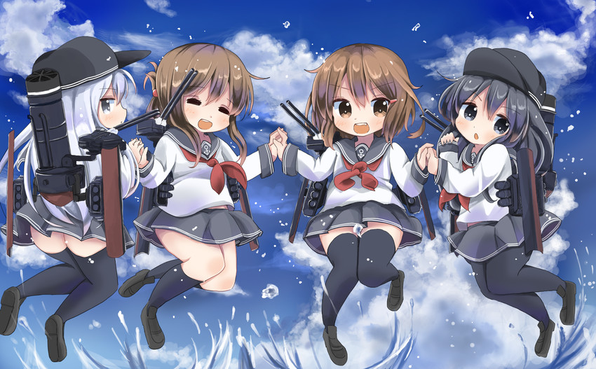 hibiki, inazuma, ikazuchi, and akatsuki (kantai collection) drawn by mugichoko_(mugi_no_choko)