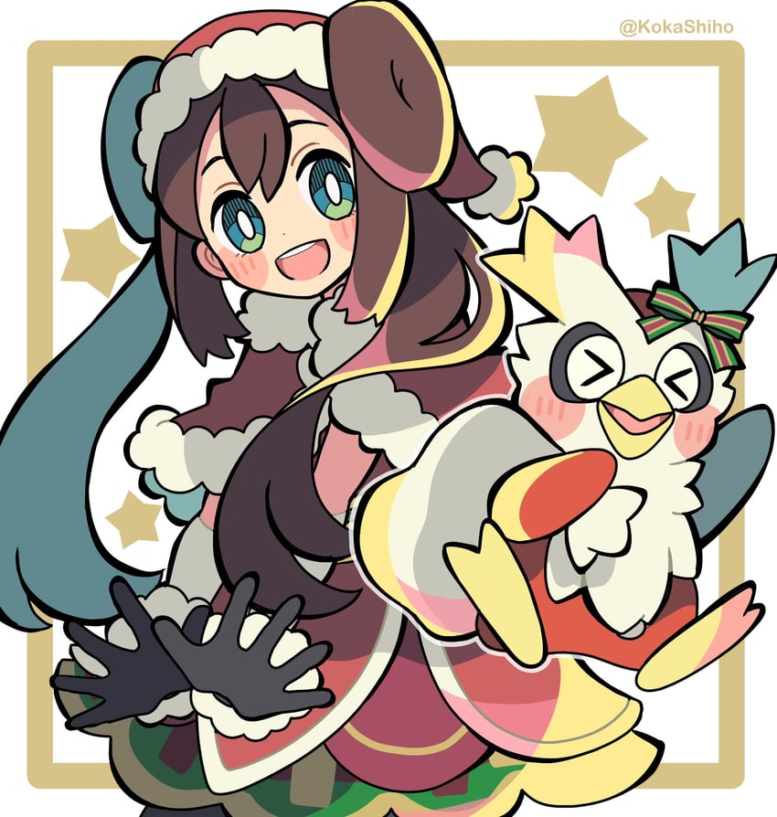 delibird and rosa (pokemon and 1 more) drawn by kokashiho