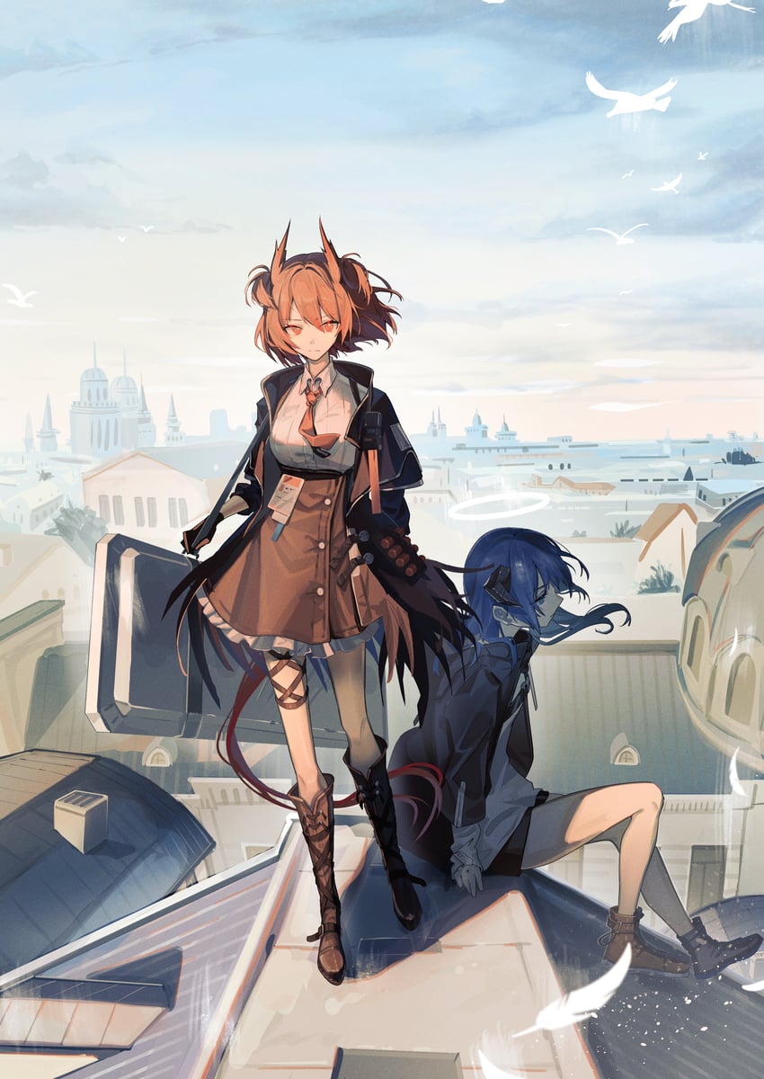 mostima and fiammetta (arknights and 1 more) drawn by natsuba002