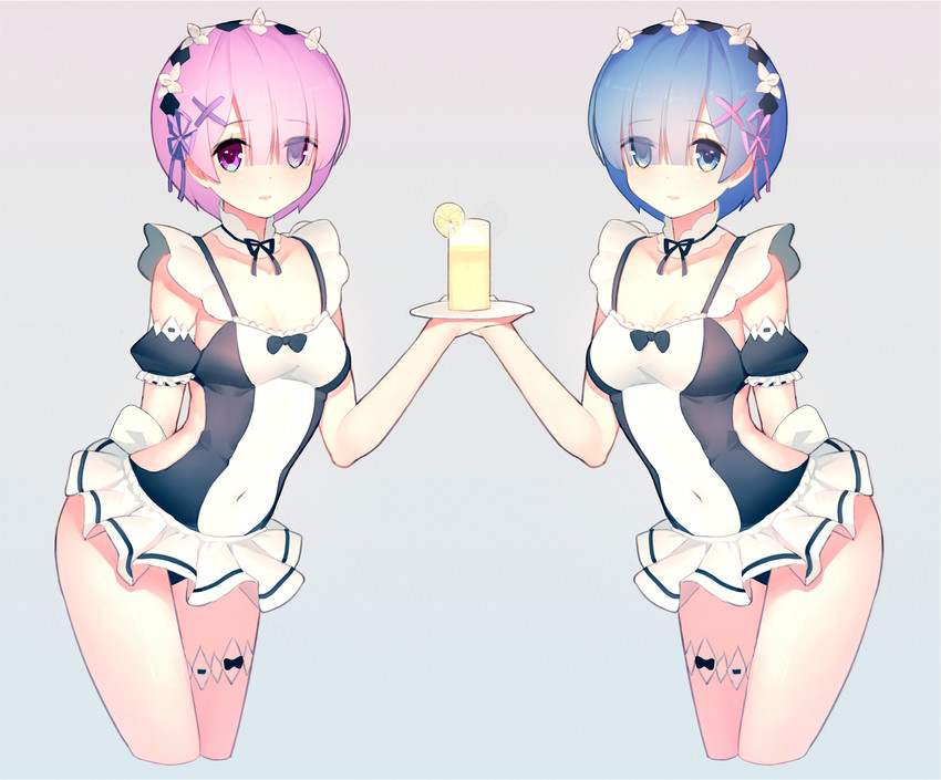 rem and ram (re:zero kara hajimeru isekai seikatsu) drawn by qiongsheng