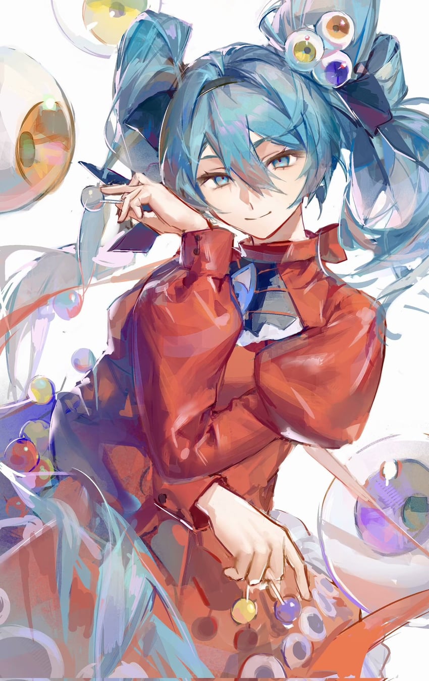 hatsune miku (vocaloid and 1 more) drawn by iuew