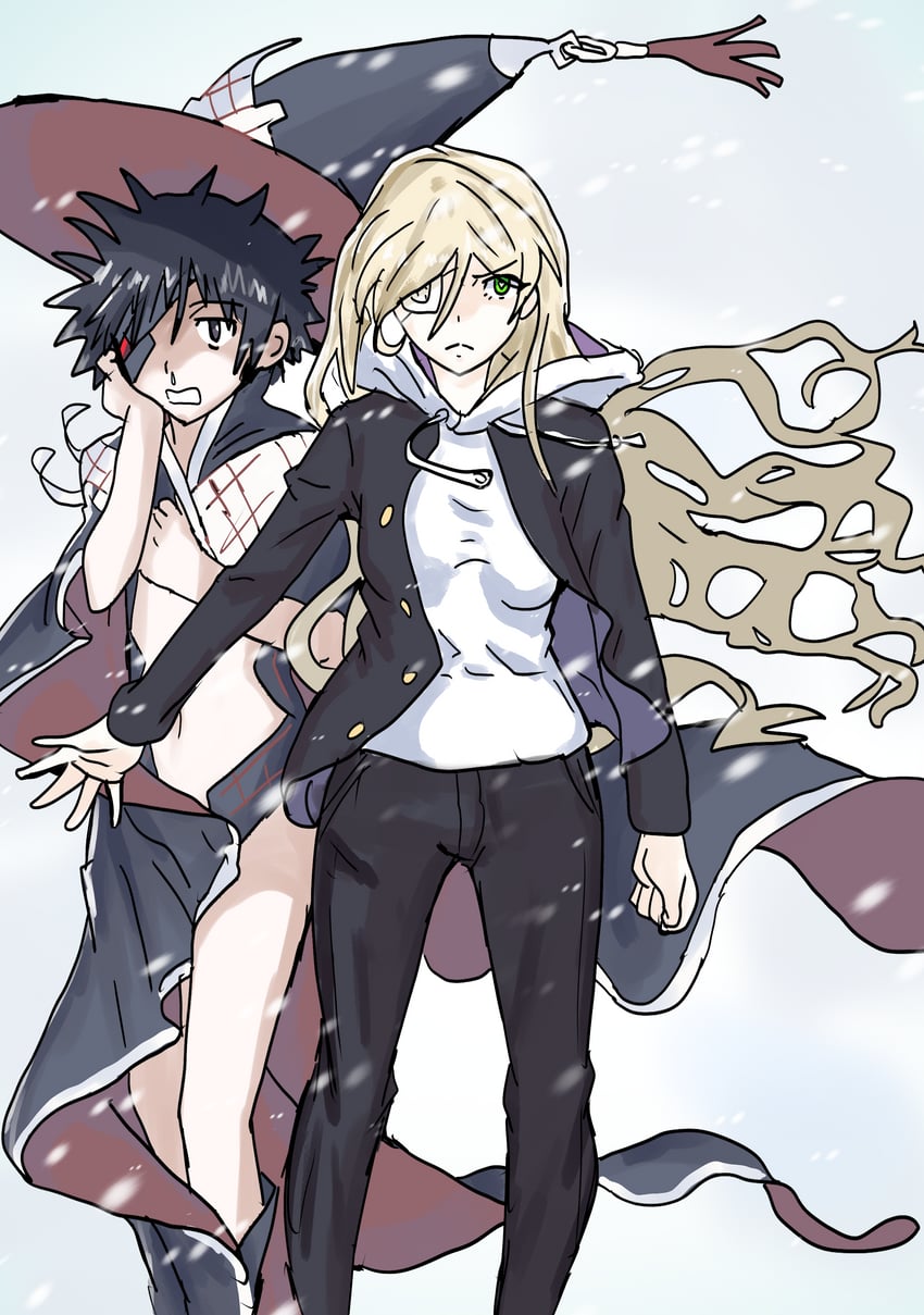 kamijou touma and othinus (toaru majutsu no index and 1 more) drawn by ebora