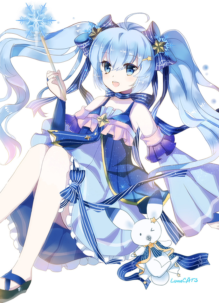 hatsune miku, yuki miku, and rabbit yukine (vocaloid and 1 more) drawn by lunacats