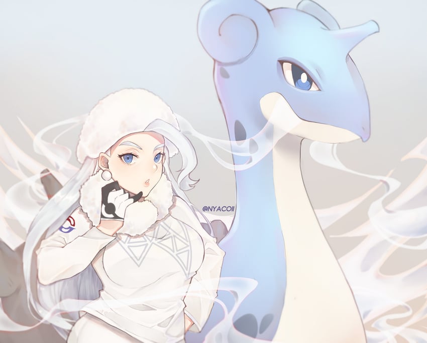 lapras and melony (pokemon and 1 more) drawn by nyacoii