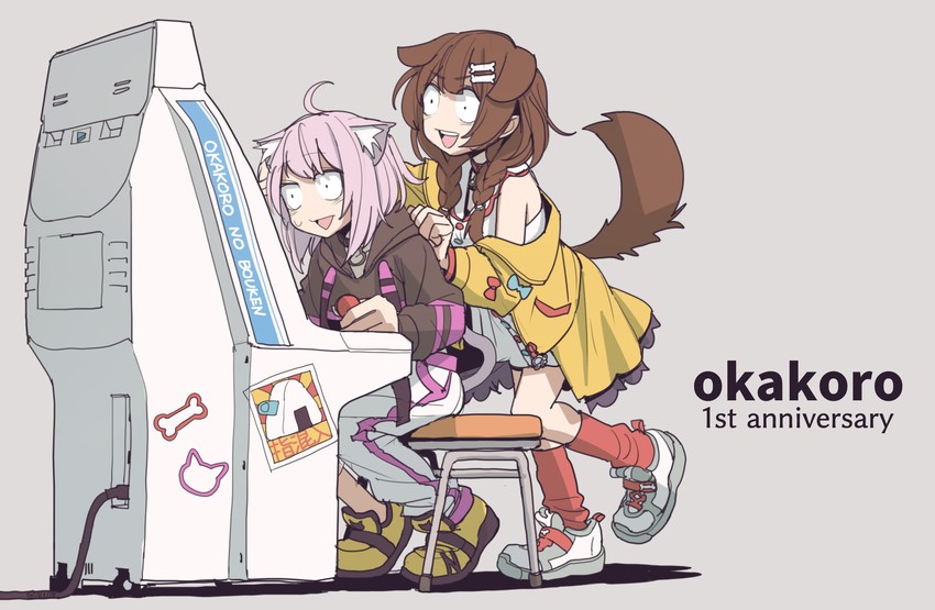 nekomata okayu and inugami korone (hololive) drawn by isle118