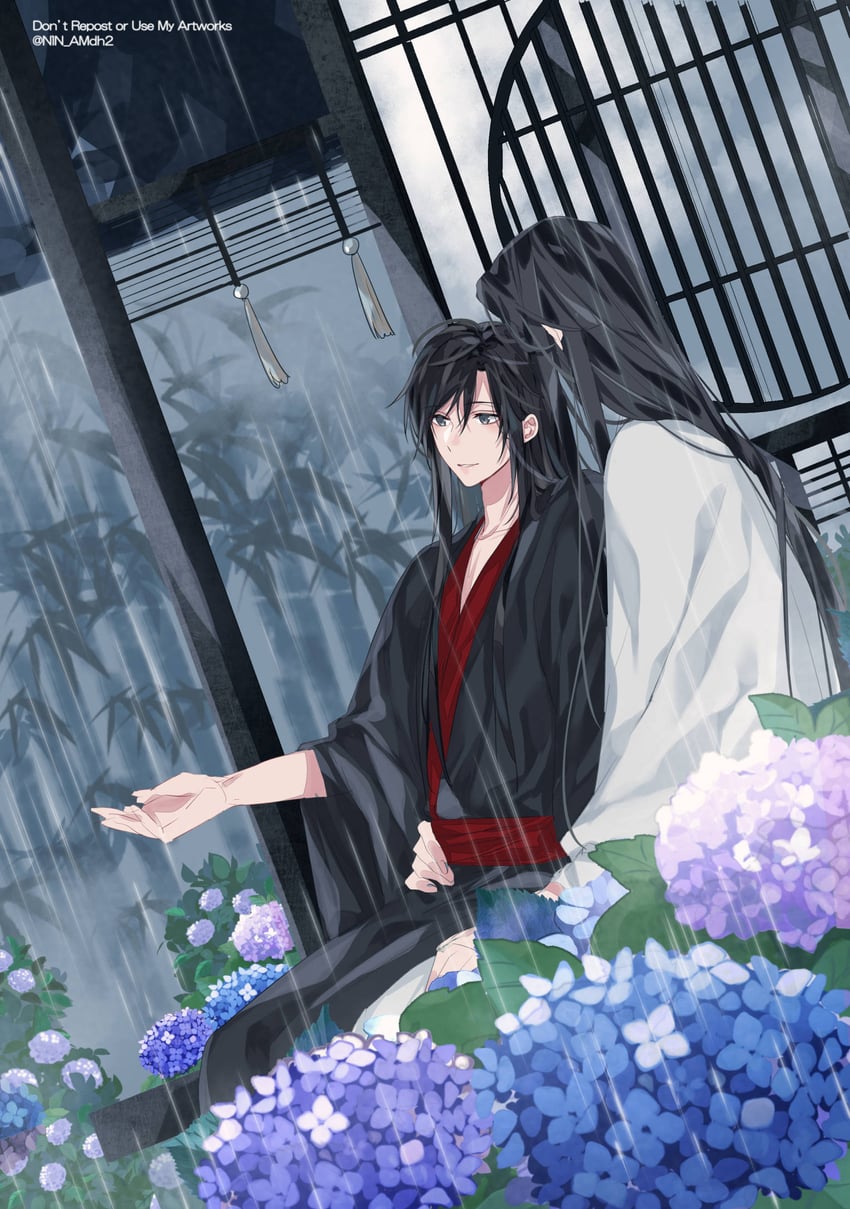 wei wuxian and lan wangji (modao zushi) drawn by hyottokoane