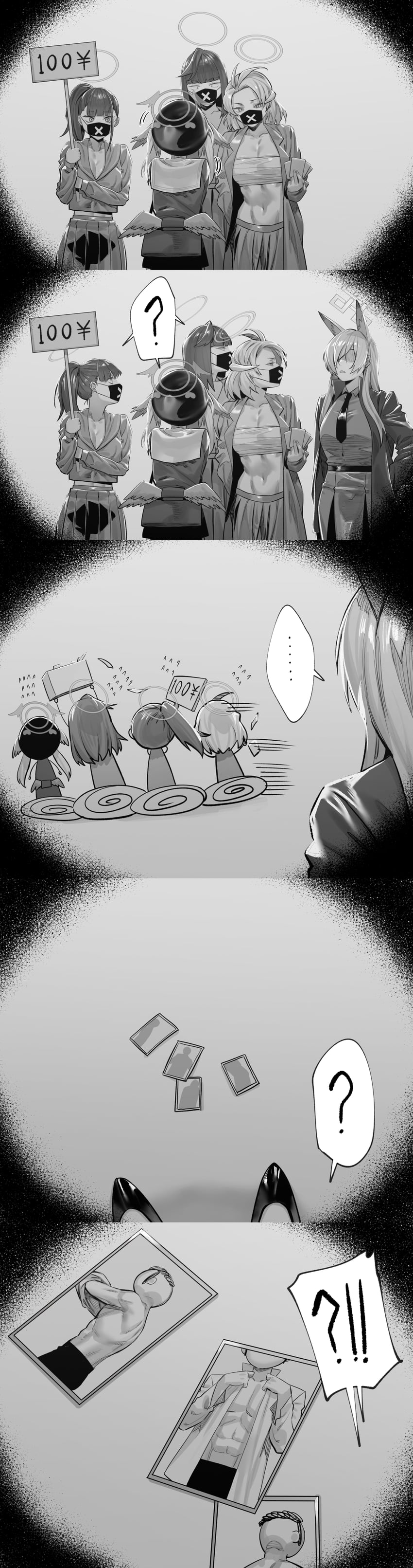 sensei, doodle sensei, koharu, kanna, and sukeban (blue archive) drawn by hxd