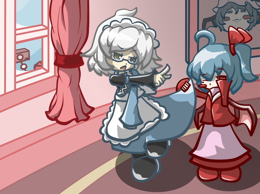 remilia scarlet and morichika rinnosuke (touhou) drawn by suanhongzao