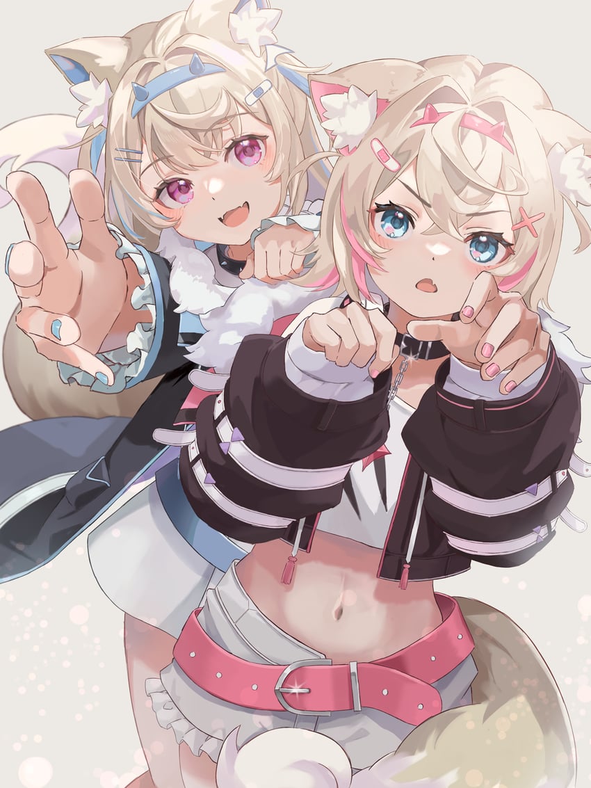 fuwawa abyssgard and mococo abyssgard (hololive and 1 more) drawn by penta_(pepepen_28)