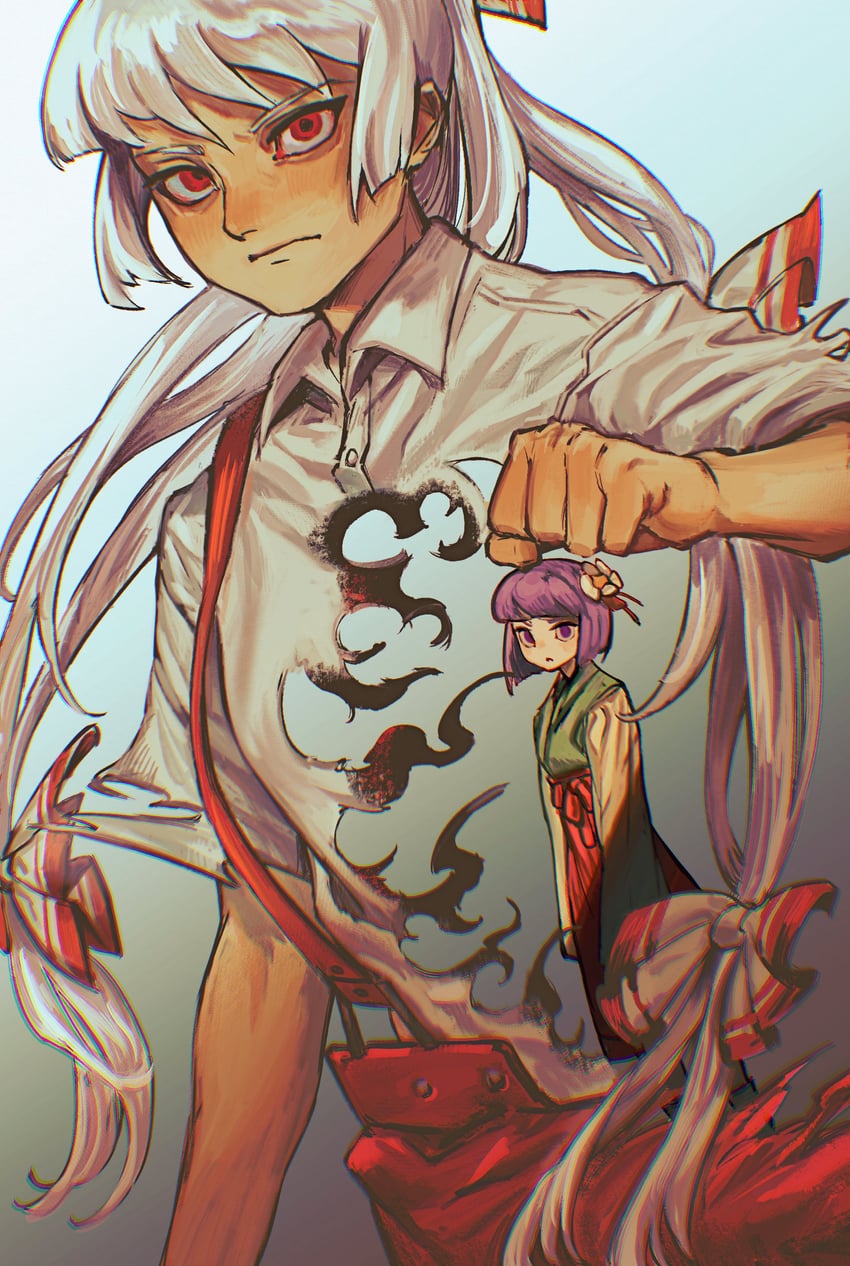 fujiwara no mokou and hieda no akyuu (touhou) drawn by gretia