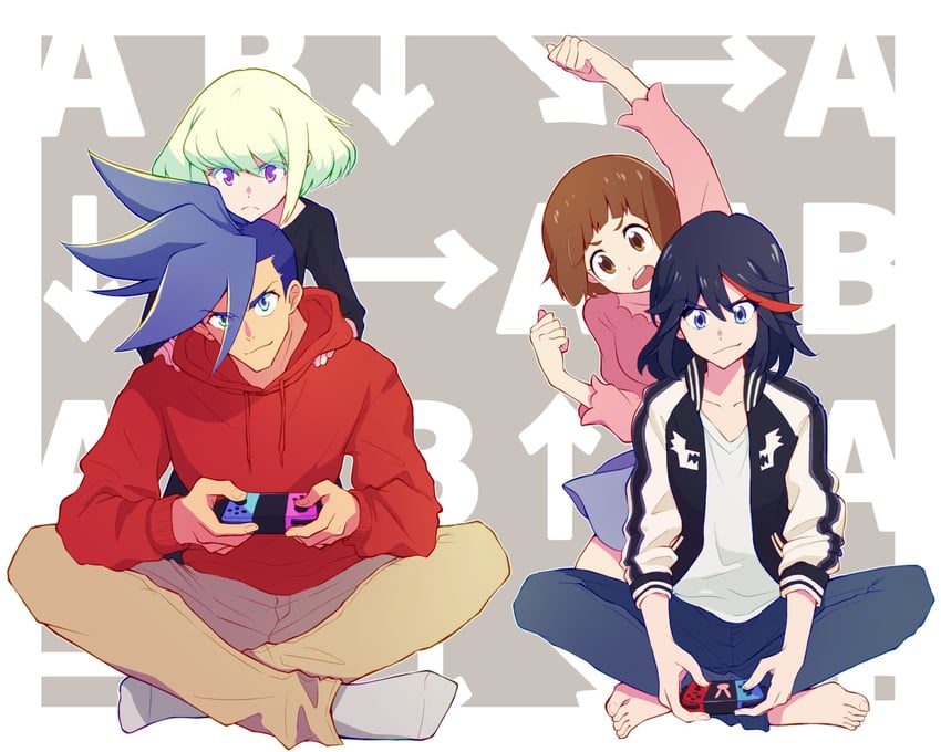 matoi ryuuko, mankanshoku mako, lio fotia, and galo thymos (kill la kill and 2 more) drawn by somu_ki