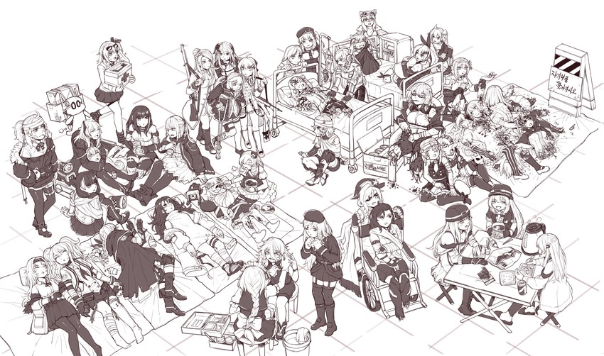 commander, m4a1, m4 sopmod ii, st ar-15, ro635, and 41 more (girls' frontline) drawn by kokukyukeo