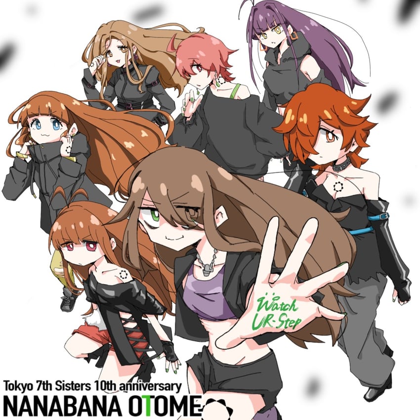 aihara miu, yamai sawori, shiratori tomoe, kumomaki monaka, enami madoka, and 2 more (tokyo 7th sisters) drawn by slow_spyce