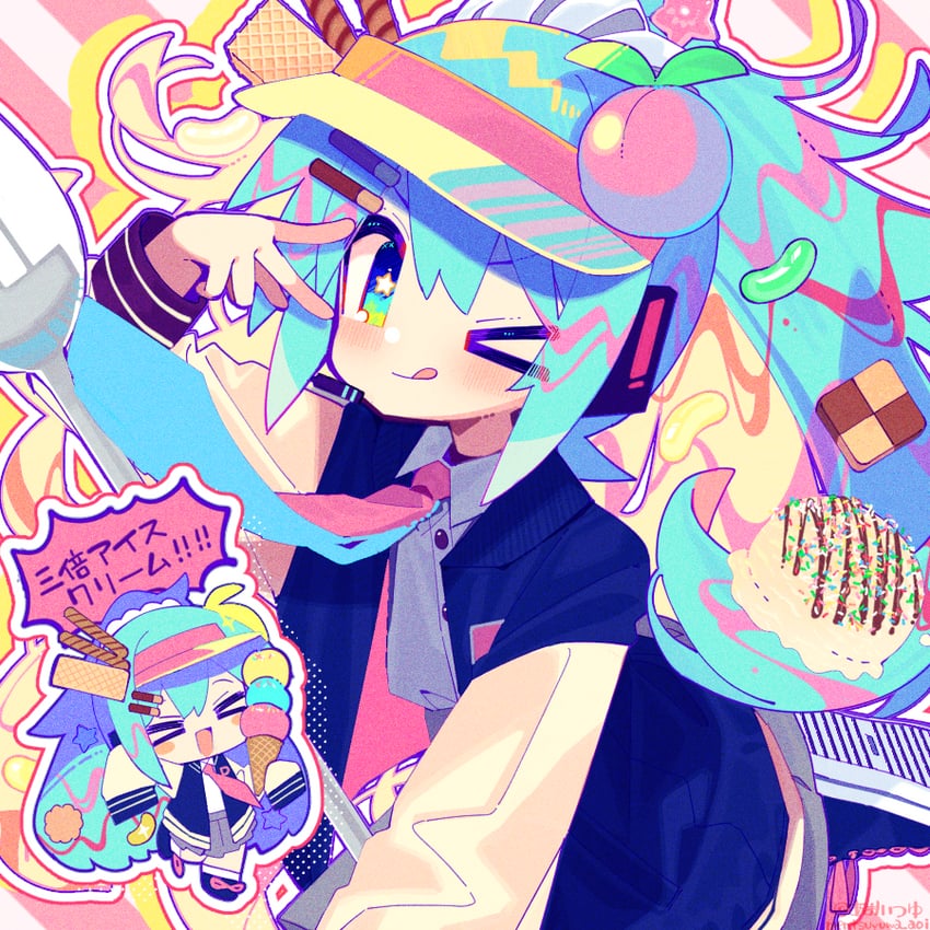 hatsune miku (vocaloid and 1 more) drawn by aoi_tsuyu