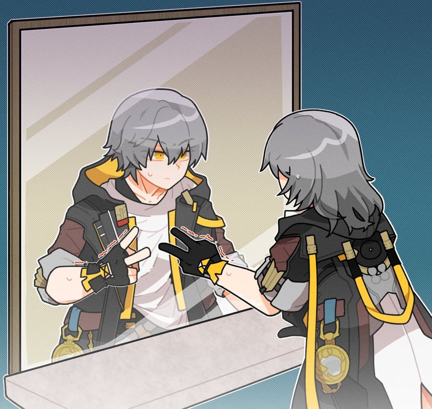 trailblazer, stelle, and caelus (honkai and 1 more) drawn by help42a