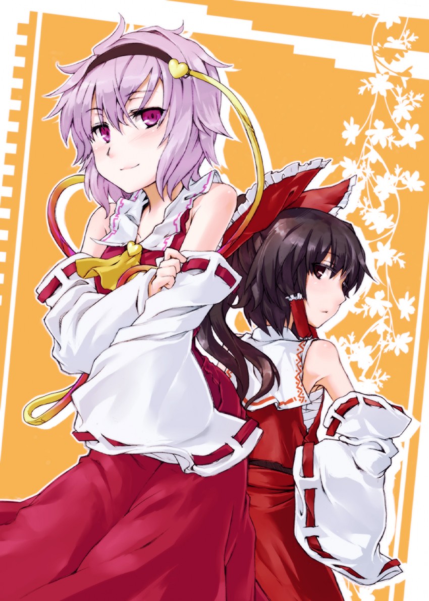 hakurei reimu and komeiji satori (touhou) drawn by tsukinami_kousuke