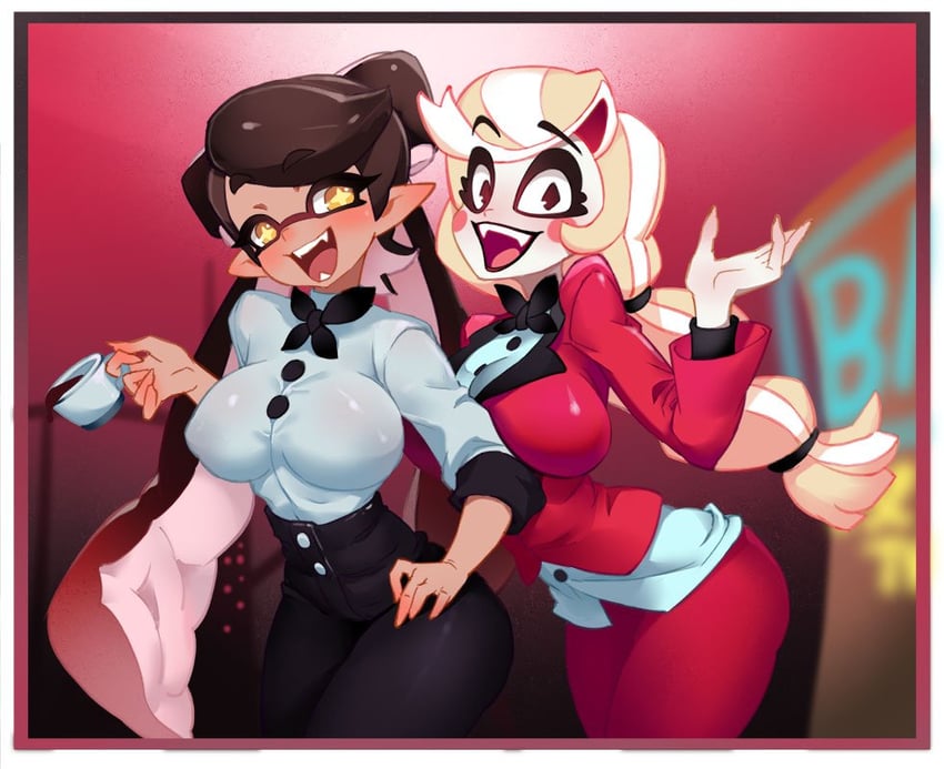 callie and charlie morningstar (splatoon and 1 more) drawn by little123blood