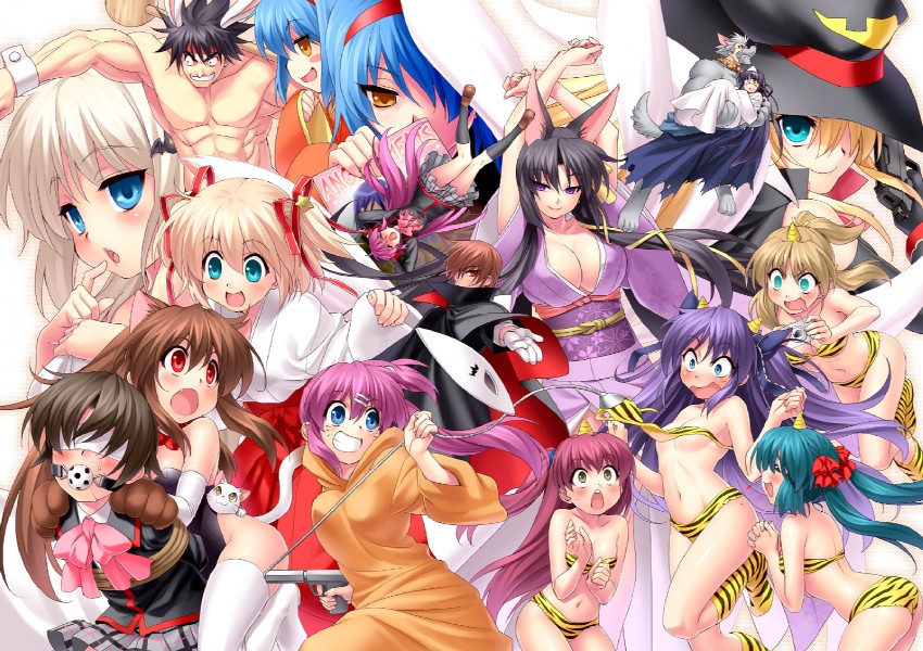 lum, noumi kudryavka, natsume rin, kamikita komari, naoe riki, and 16 more (little busters! and 2 more) drawn by zen_(kamuro)