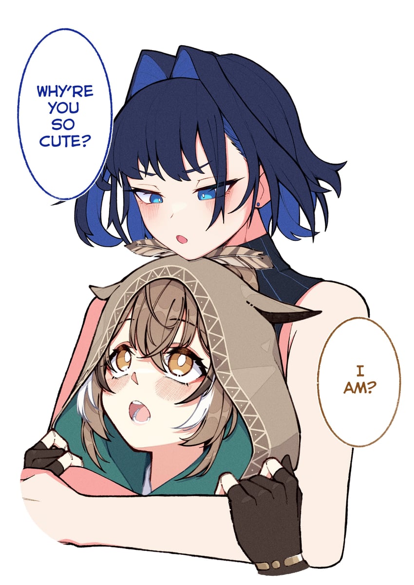 ouro kronii and nanashi mumei (hololive and 1 more) drawn by unexistarts
