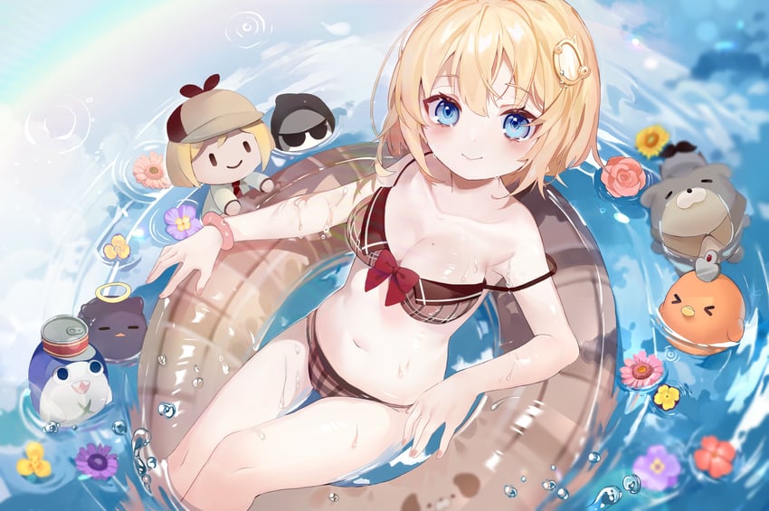 watson amelia, takodachi, bloop, bubba, smol ame, and 2 more (hololive and 1 more) drawn by amafuyu