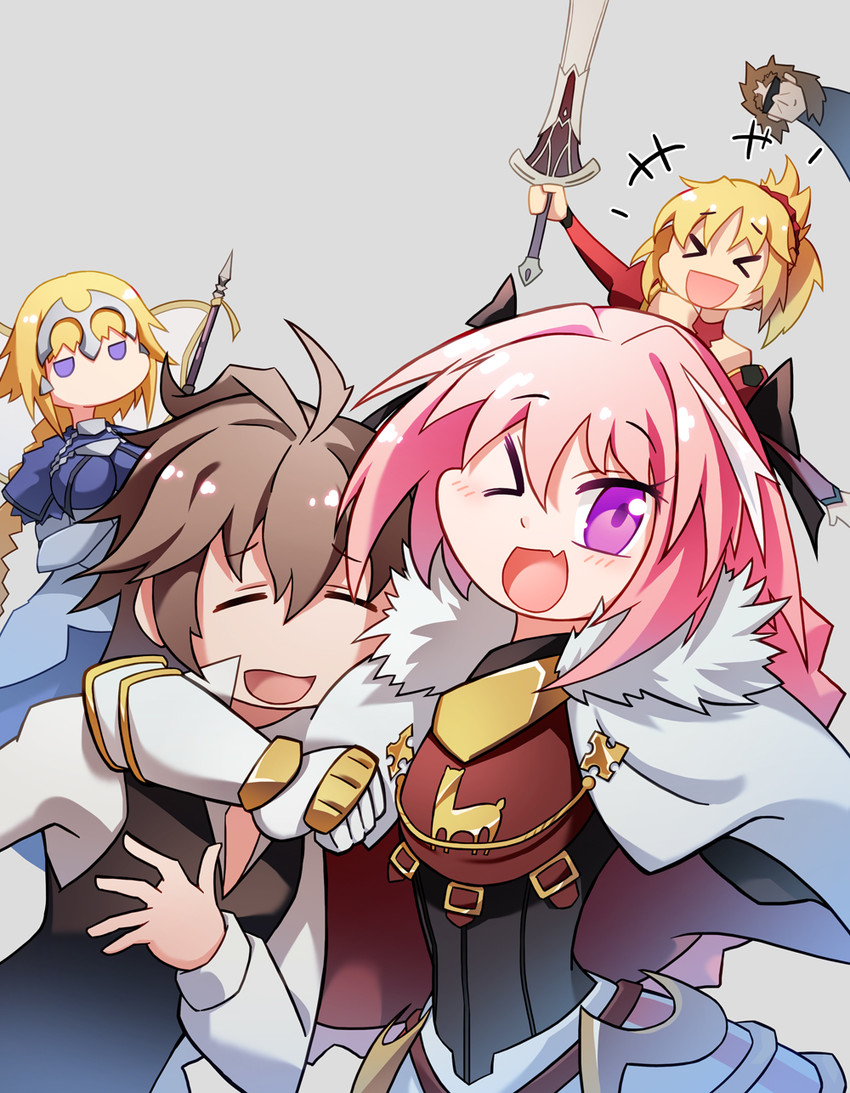 jeanne d'arc, astolfo, mordred, sieg, and shishigou kairi (fate and 1 more) drawn by xin_yu_hua_yin