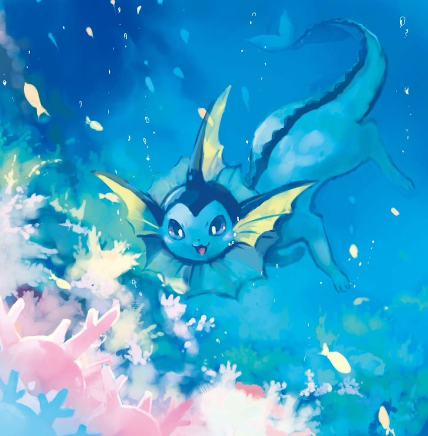 vaporeon and corsola (pokemon) drawn by toneko