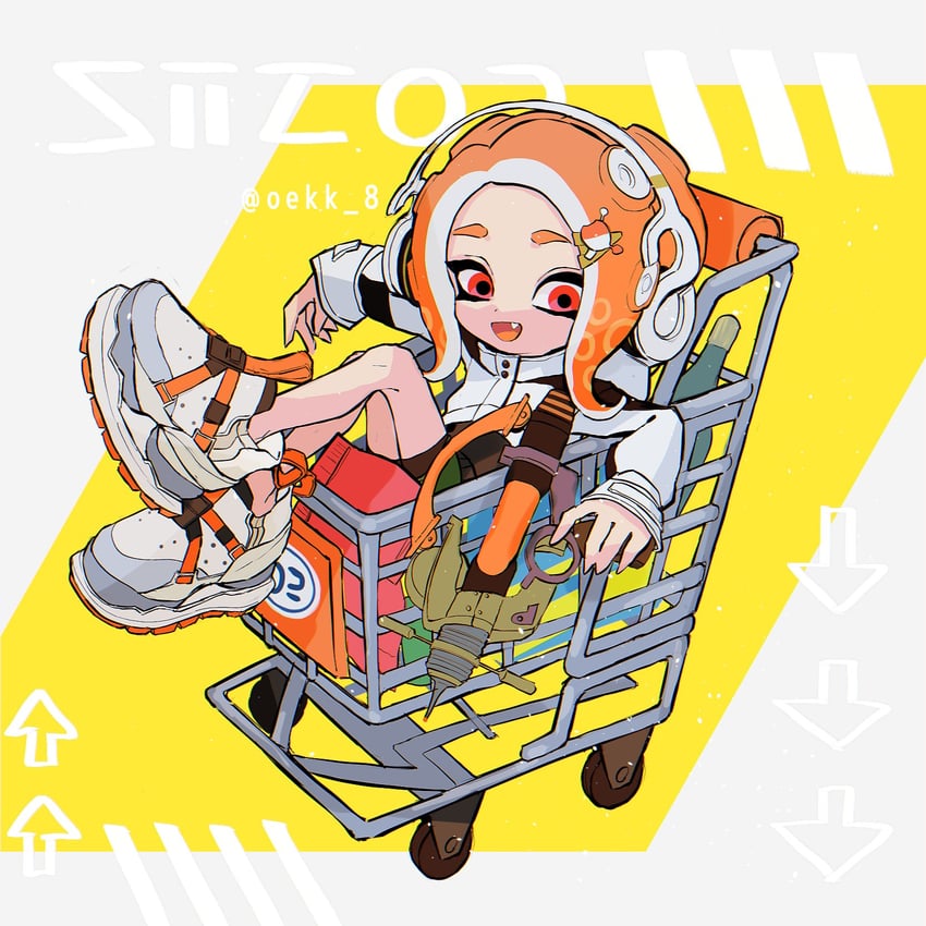 octoling player character and octoling girl (splatoon and 1 more) drawn by oekk_8