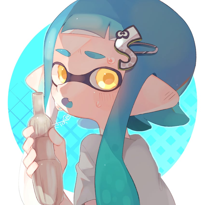 inkling player character and inkling girl (splatoon) drawn by sabata_saba