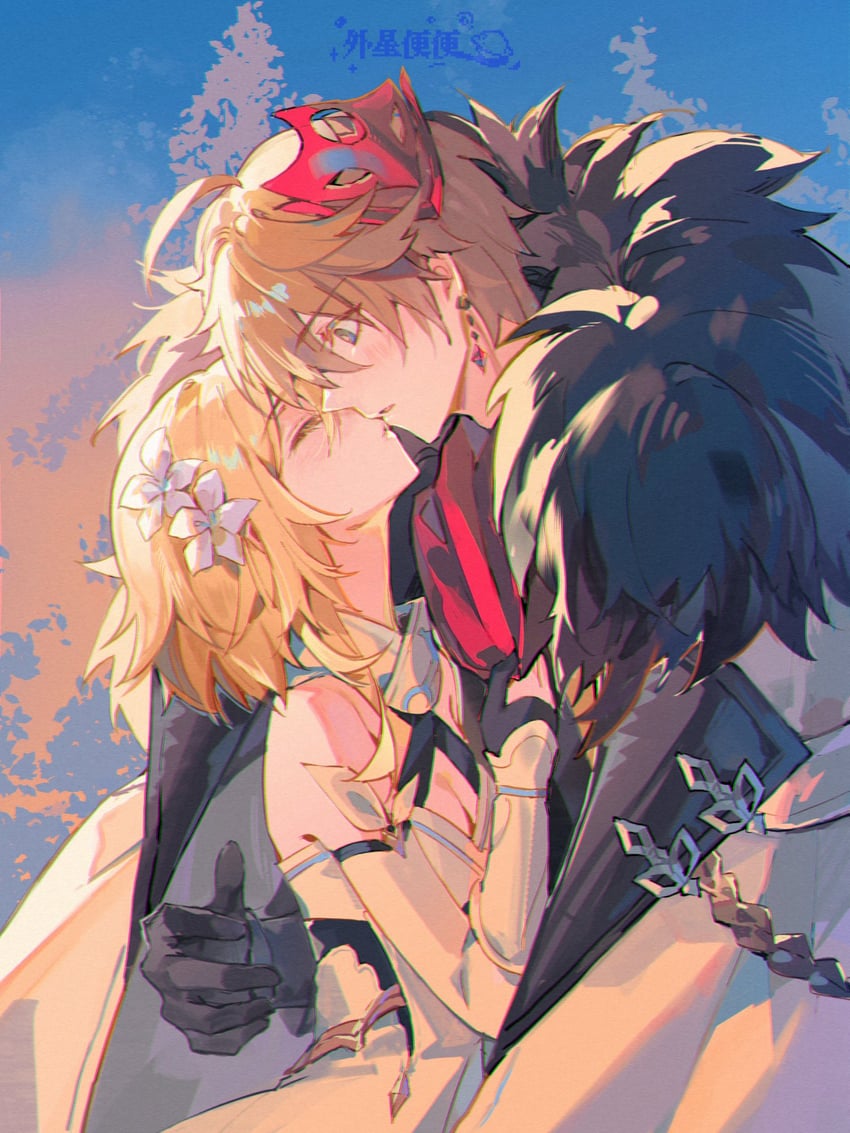 lumine and tartaglia (genshin impact) drawn by qilu_xunhua
