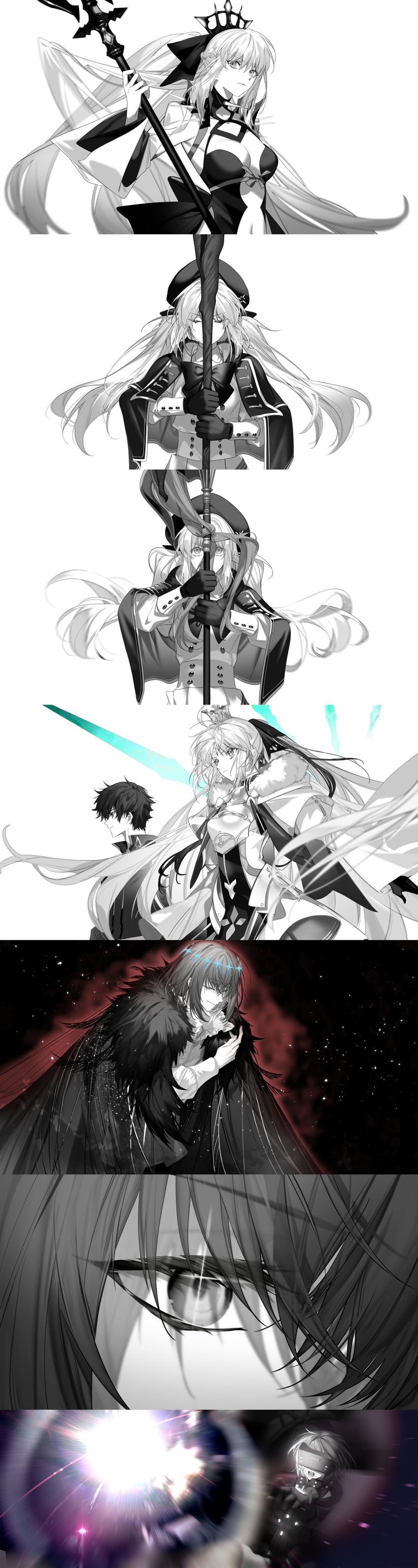 artoria pendragon, mash kyrielight, fujimaru ritsuka, morgan le fay, artoria caster, and 1 more (fate and 1 more) drawn by arlizi