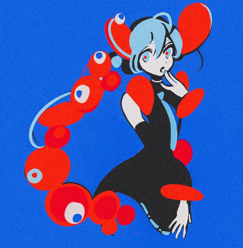 hatsune miku and myaku-myaku (vocaloid and 1 more) drawn by mitsubachi_(roundbee)