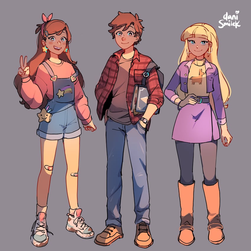 mabel pines, dipper pines, and pacifica northwest (gravity falls) drawn by danismilek