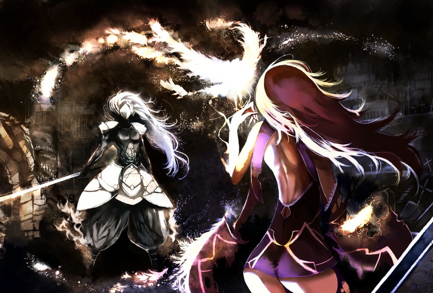 hakumen and konoe a. mercury (blazblue) drawn by kyuu_(plastic_night_q)