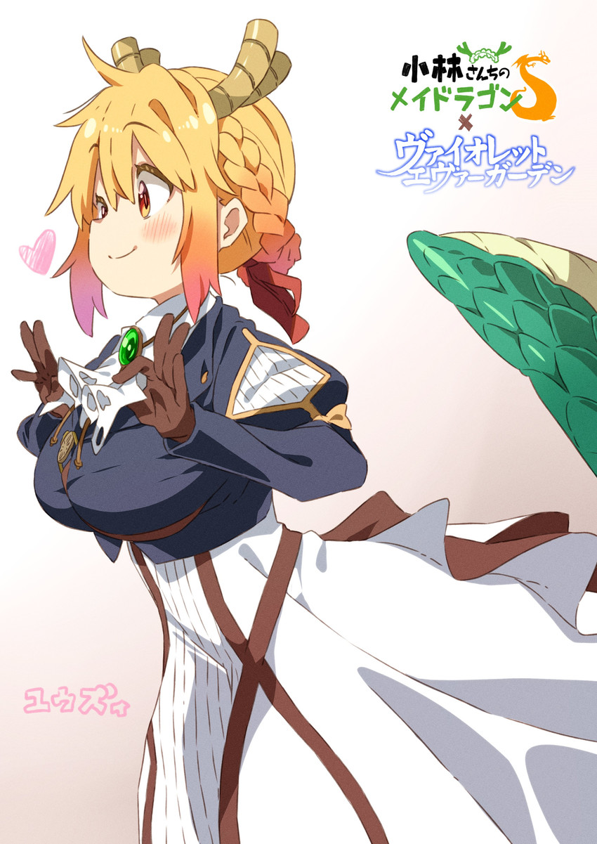 tohru and violet evergarden (kobayashi-san chi no maidragon and 2 more) drawn by yuuzii