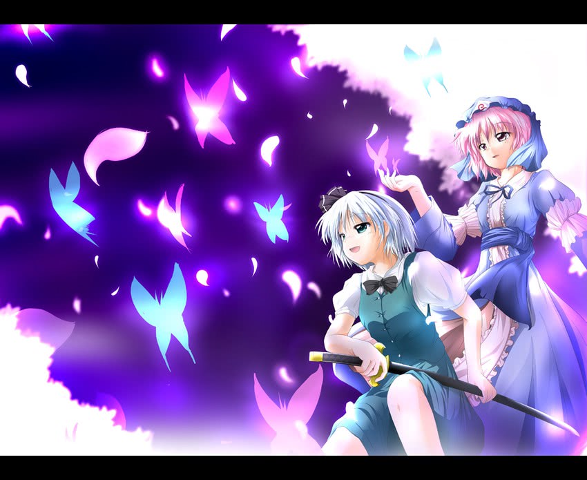 konpaku youmu and saigyouji yuyuko (touhou) drawn by nanaume_(shichimi_tougarashi)
