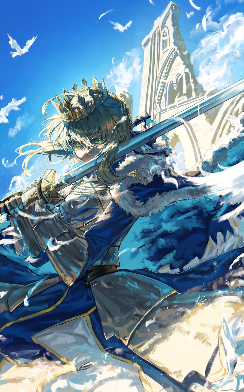 artoria pendragon and saber (fate and 2 more) drawn by lux_arts