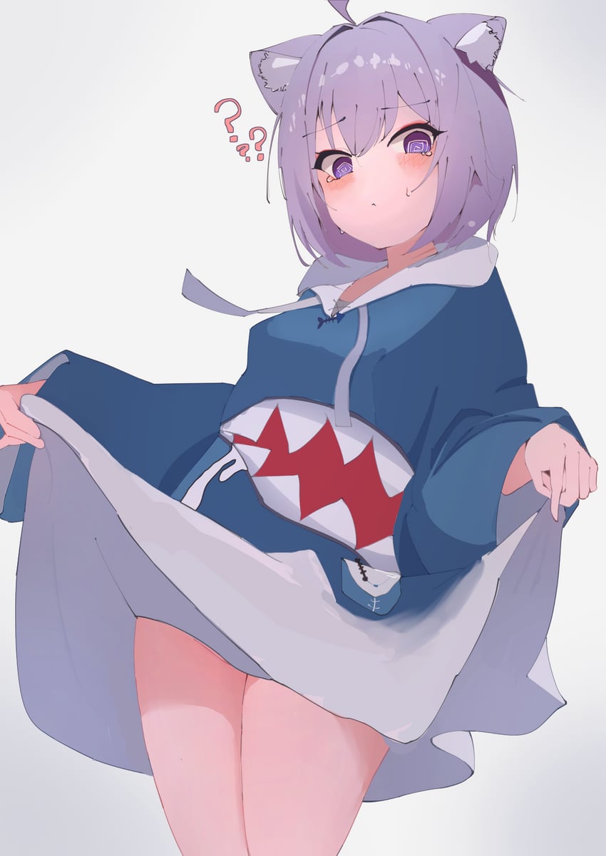 gawr gura and nekomata okayu (hololive and 1 more) drawn by mecha_neruko