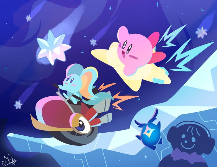 kirby, elfilin, wheelie, and starry (kirby and 4 more) drawn by octomage