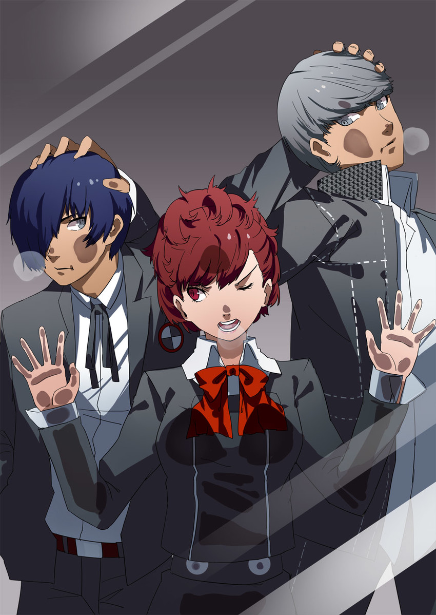 narukami yu, yuuki makoto, and shiomi kotone (persona and 3 more) drawn by club3